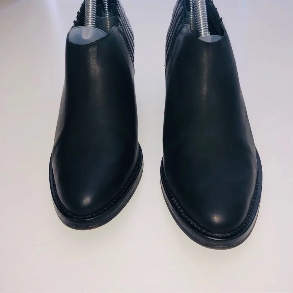 All Saints Black Leather Utilitarian Western Ankle Boots/Booties size 40 | US 10 - Picture 2 of 13